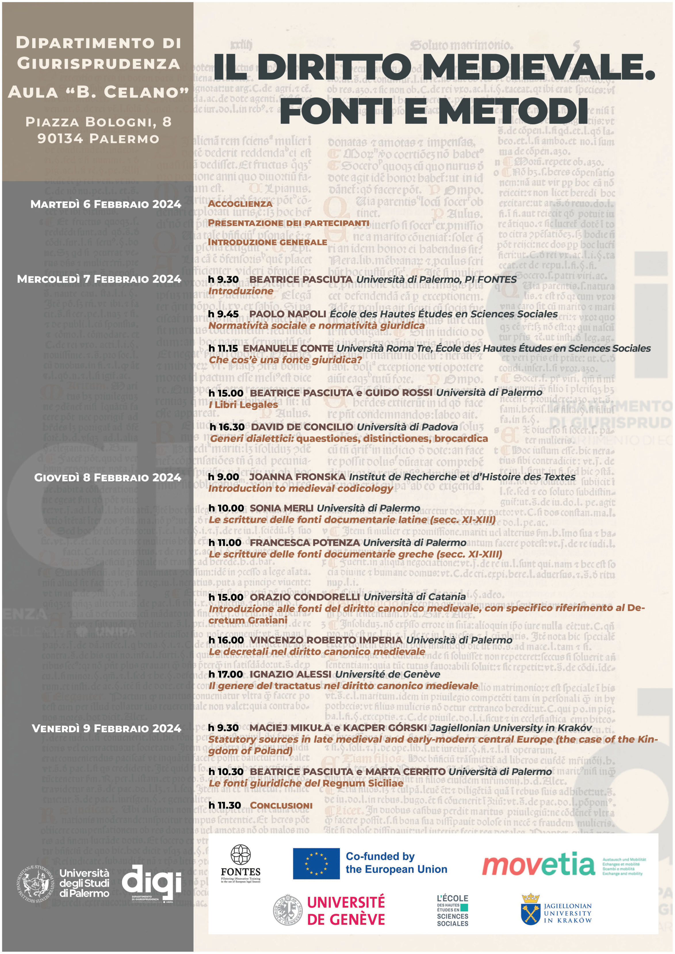 The programme of the course